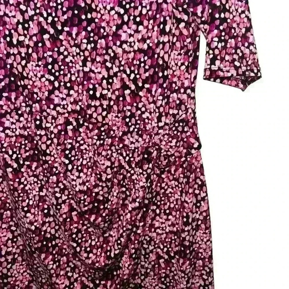 Dana Buchman Dress Women’s Medium Midi Short Sleeve Shift Stretch Twist - Picture 2 of 5